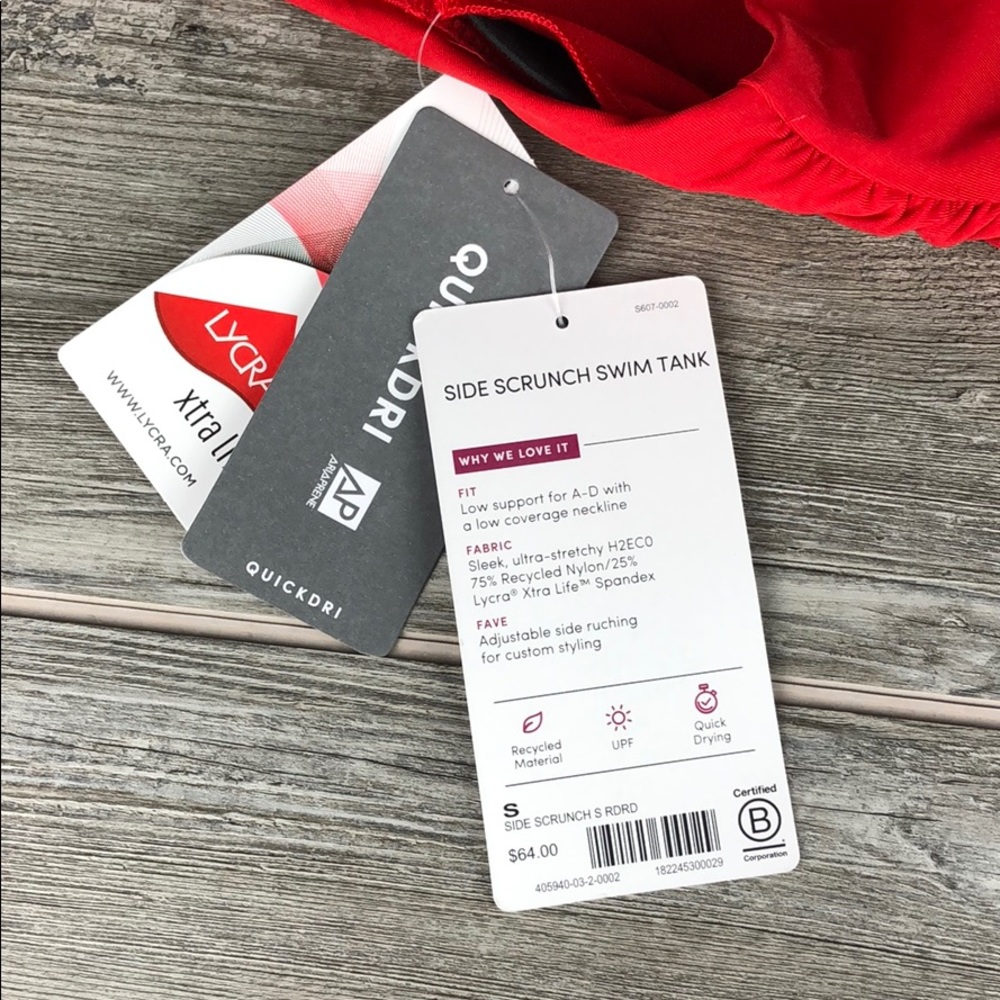 NWT Athleta Side Scrunch Swim Tank Red Size Small - Picture 5 of 5